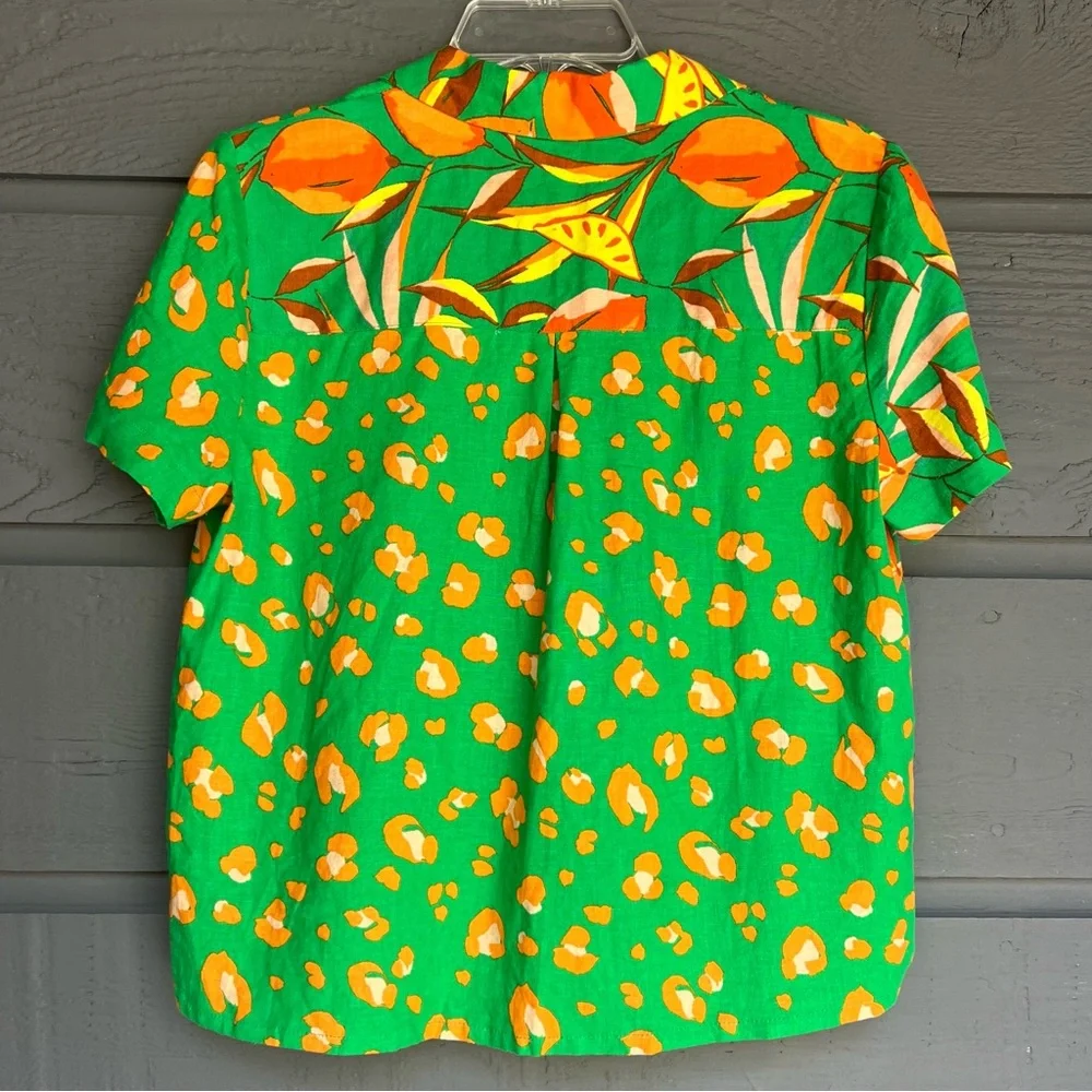 TABITHA BROWN TROPICAL PRINT SHORT SLEEVE BUTTON FRONT SHIRT BLOUSE SIZE M NEW - Picture 4 of 11